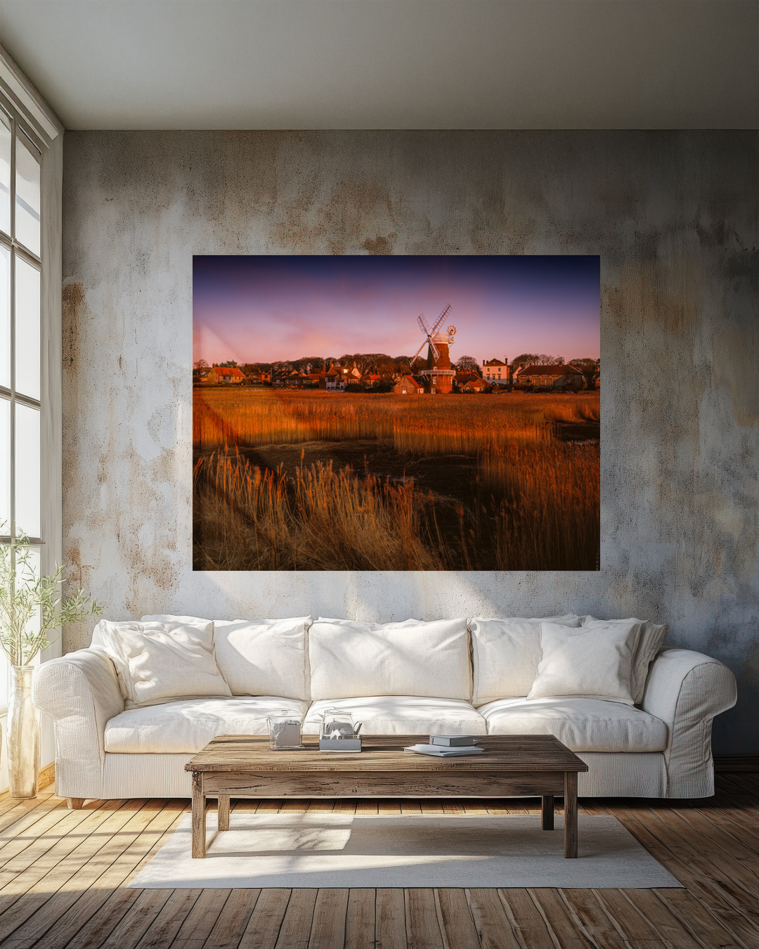 Large scale artwork print exhibited in contemporary living space.
